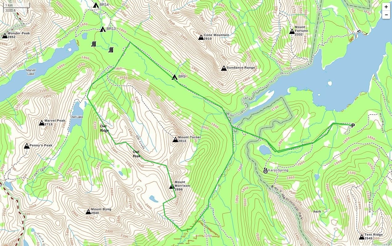 Mount Morrison Route Map