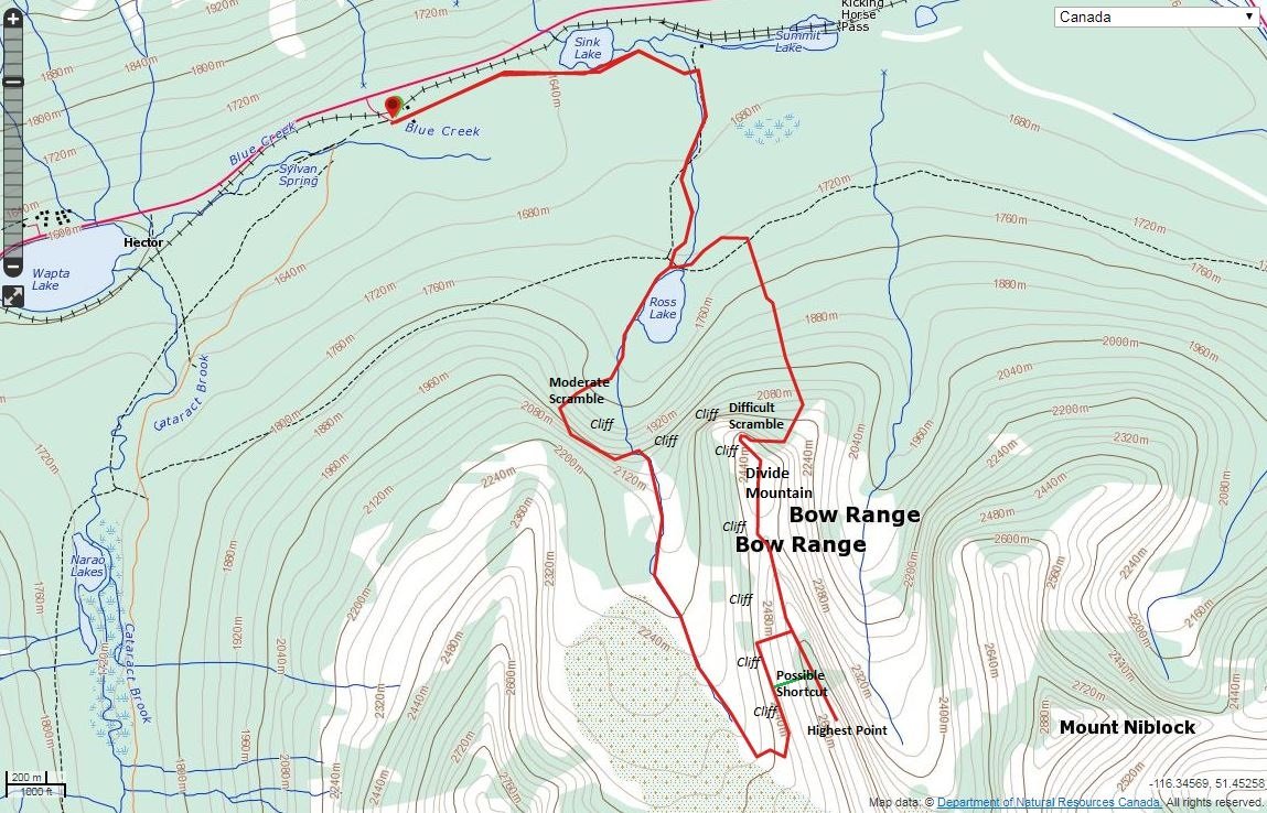 Divide Mountain Route Map - Detail